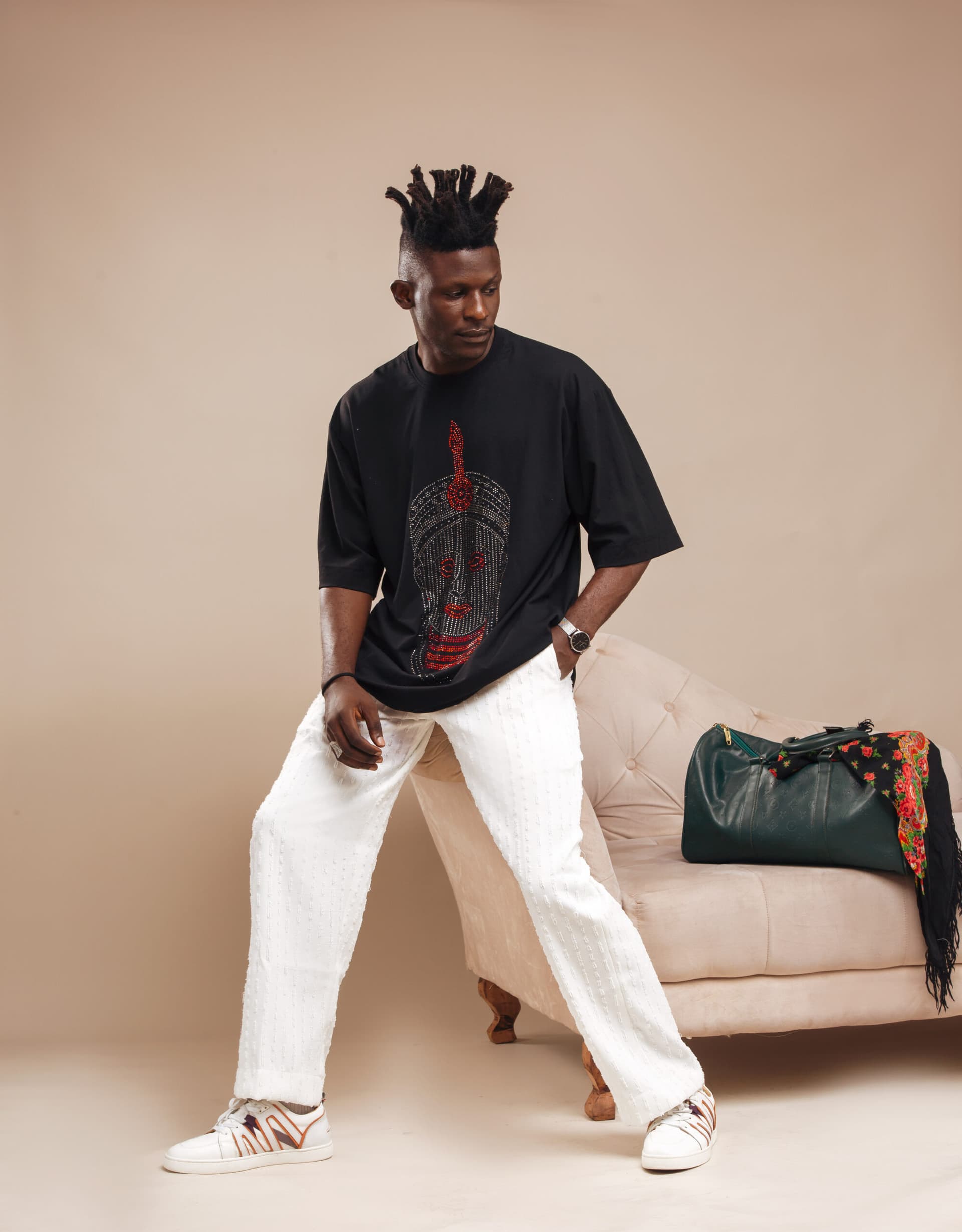 Black Oduduwa Bedazzled Shirt