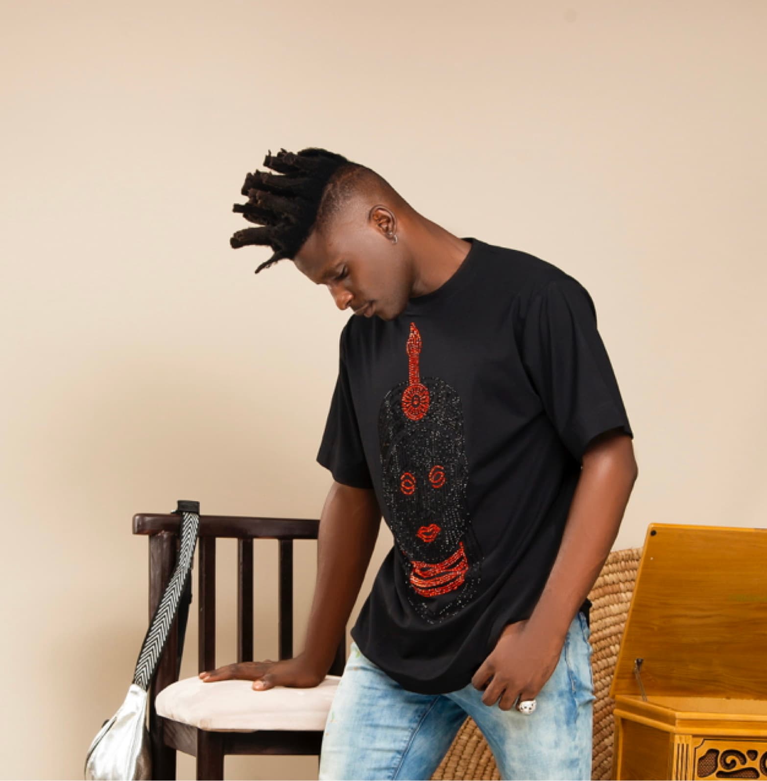 Black Oduduwa Bedazzled Shirt