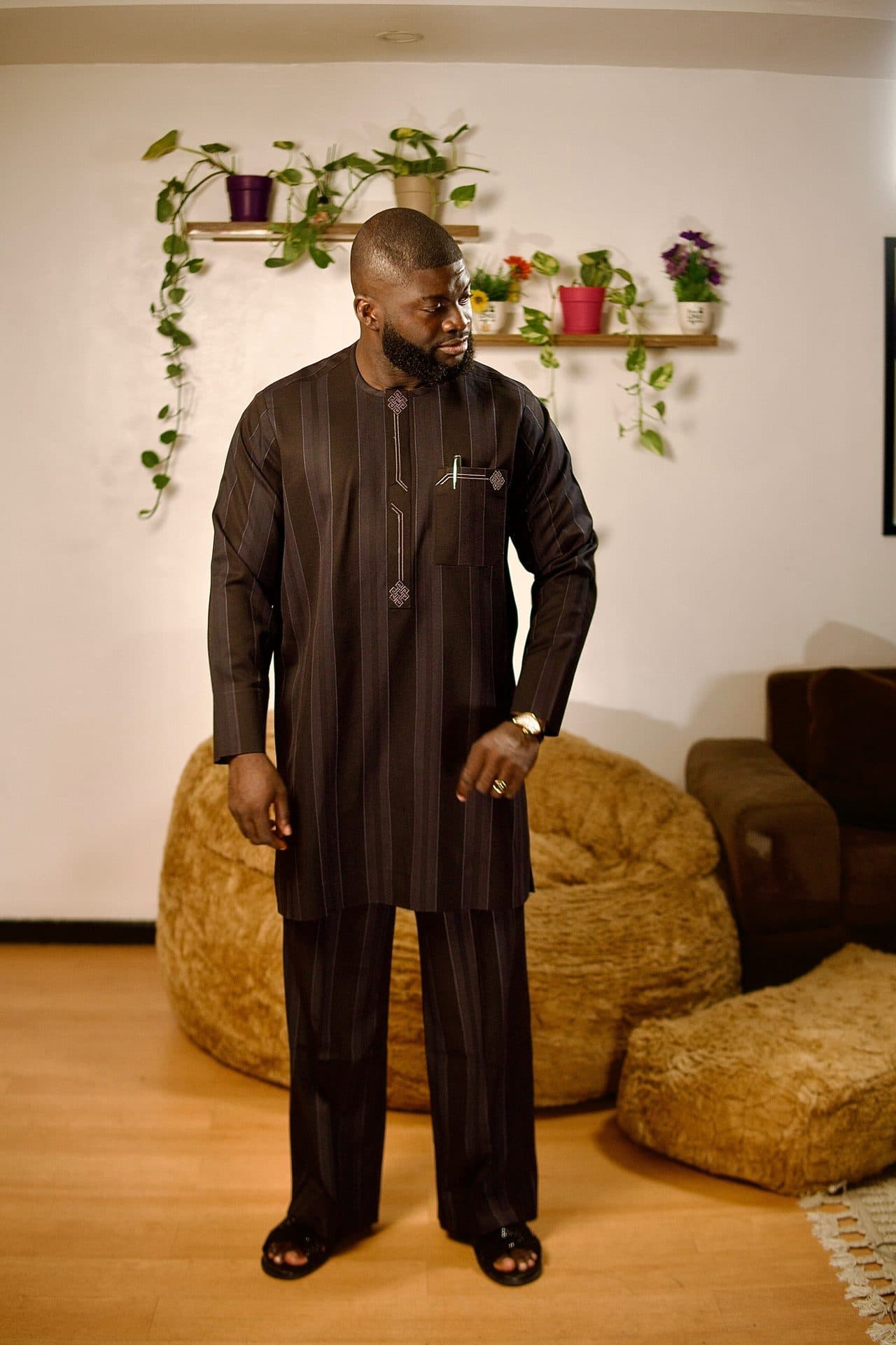 Espresso Striped Long-Sleeve Senator