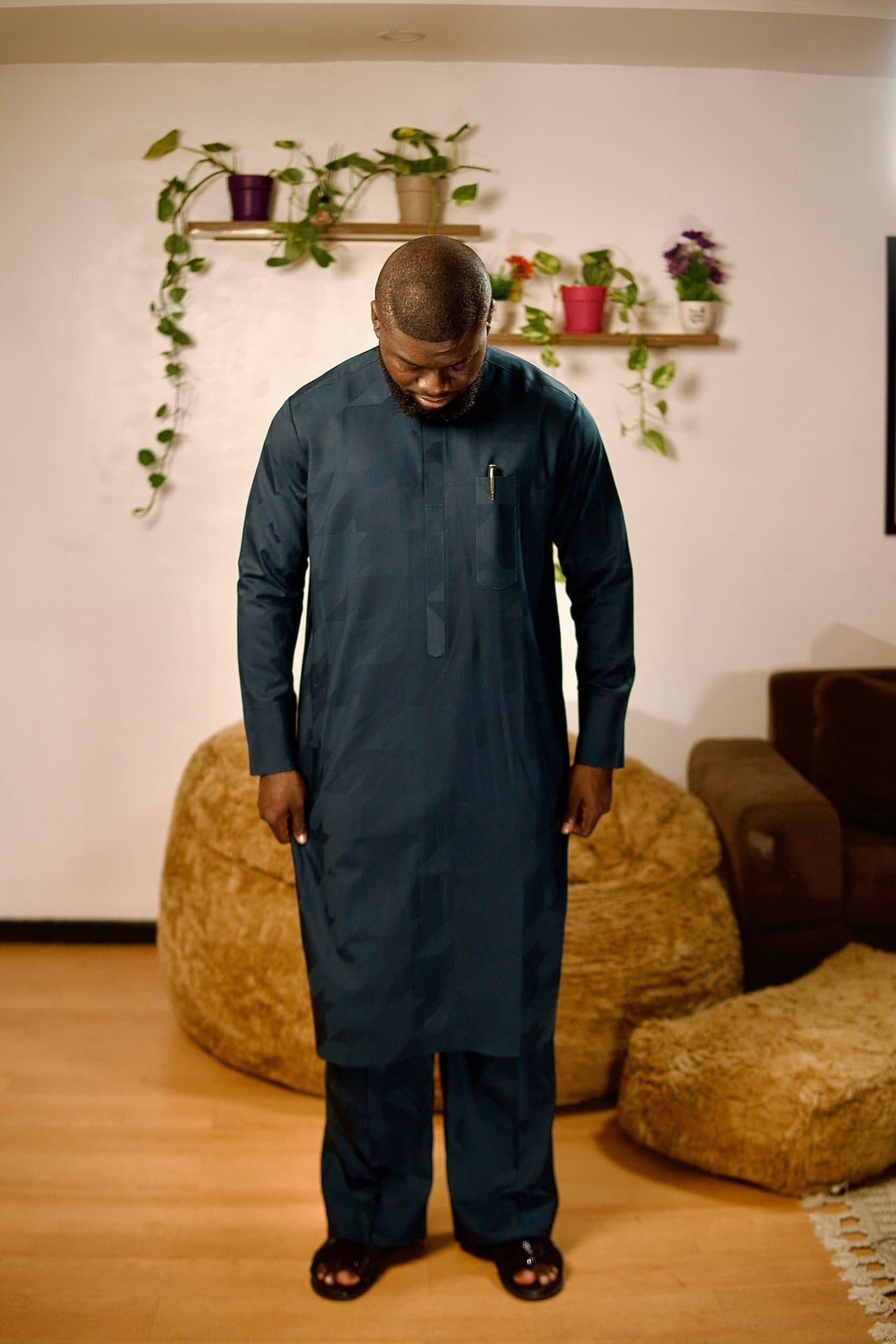 Teal Long Kaftan Set