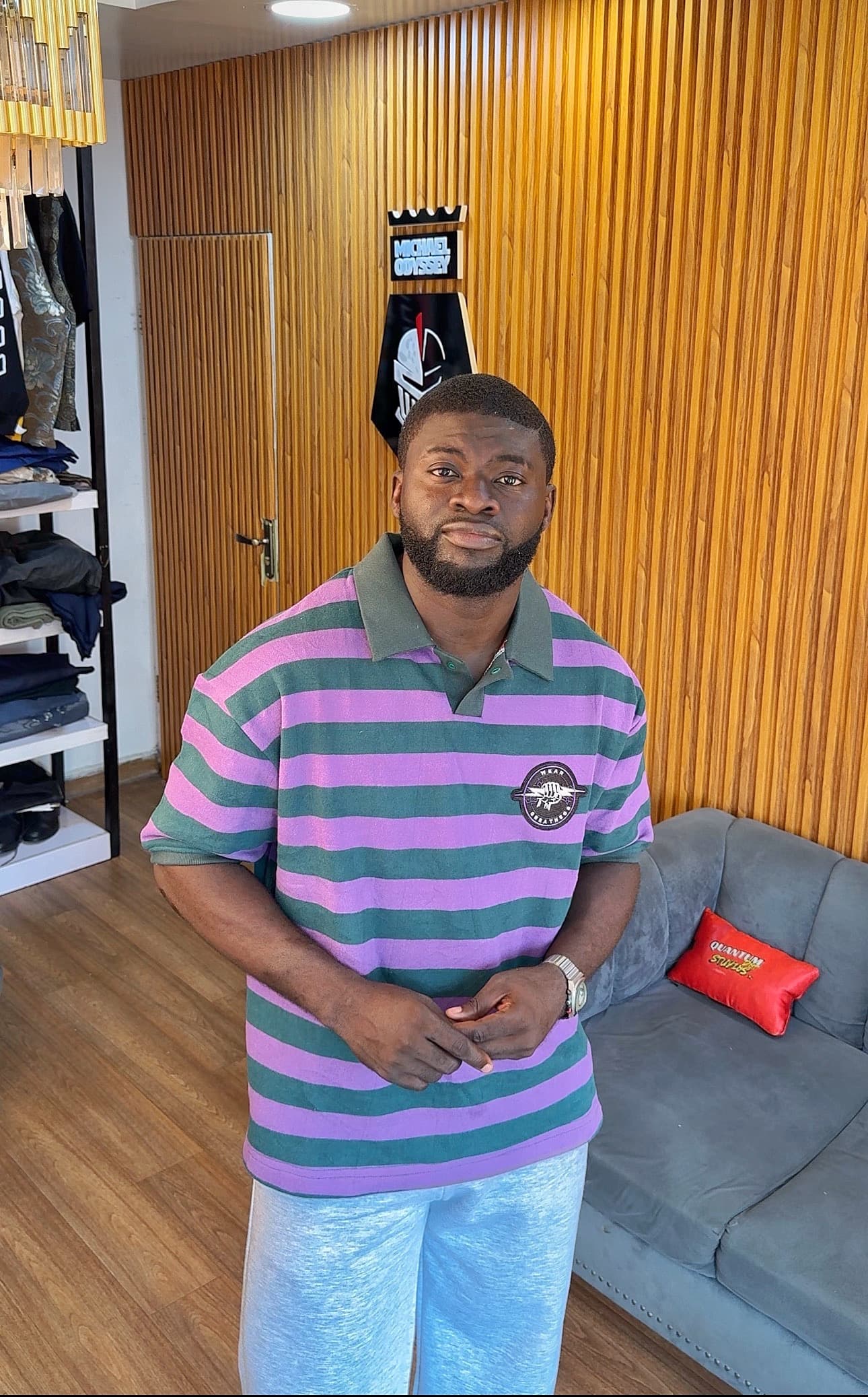 Valmont Heritage Stripe Polo in Purple