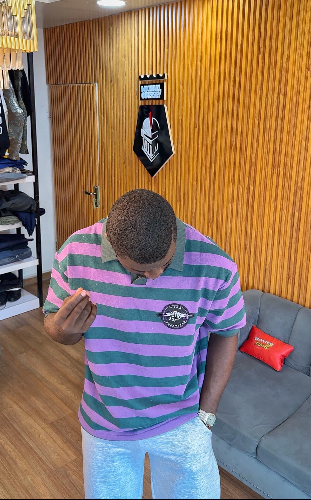 Valmont Heritage Stripe Polo in Purple