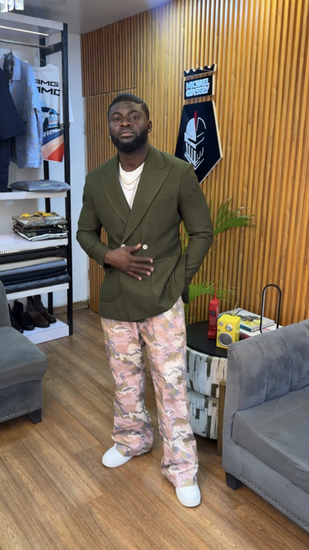 Blush Camo Print Denim Pants