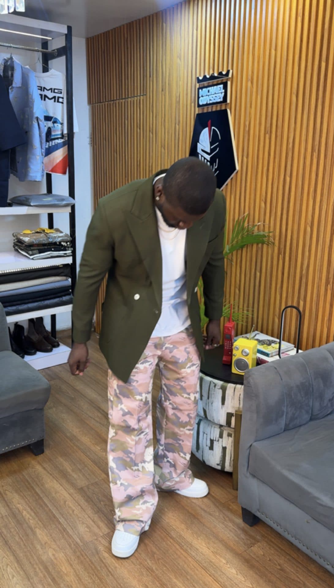 Blush Camo Print Denim Pants