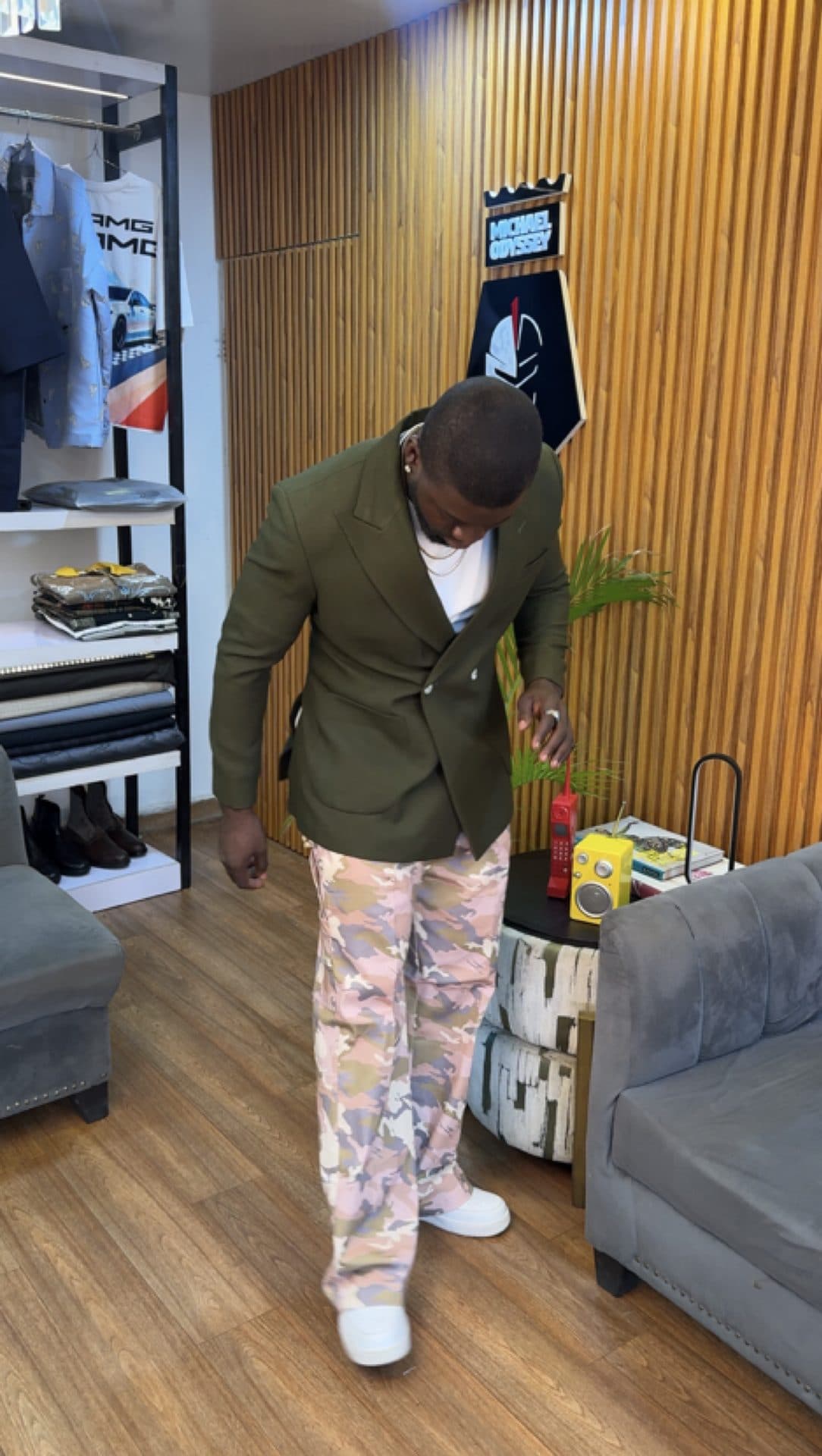 Blush Camo Print Denim Pants