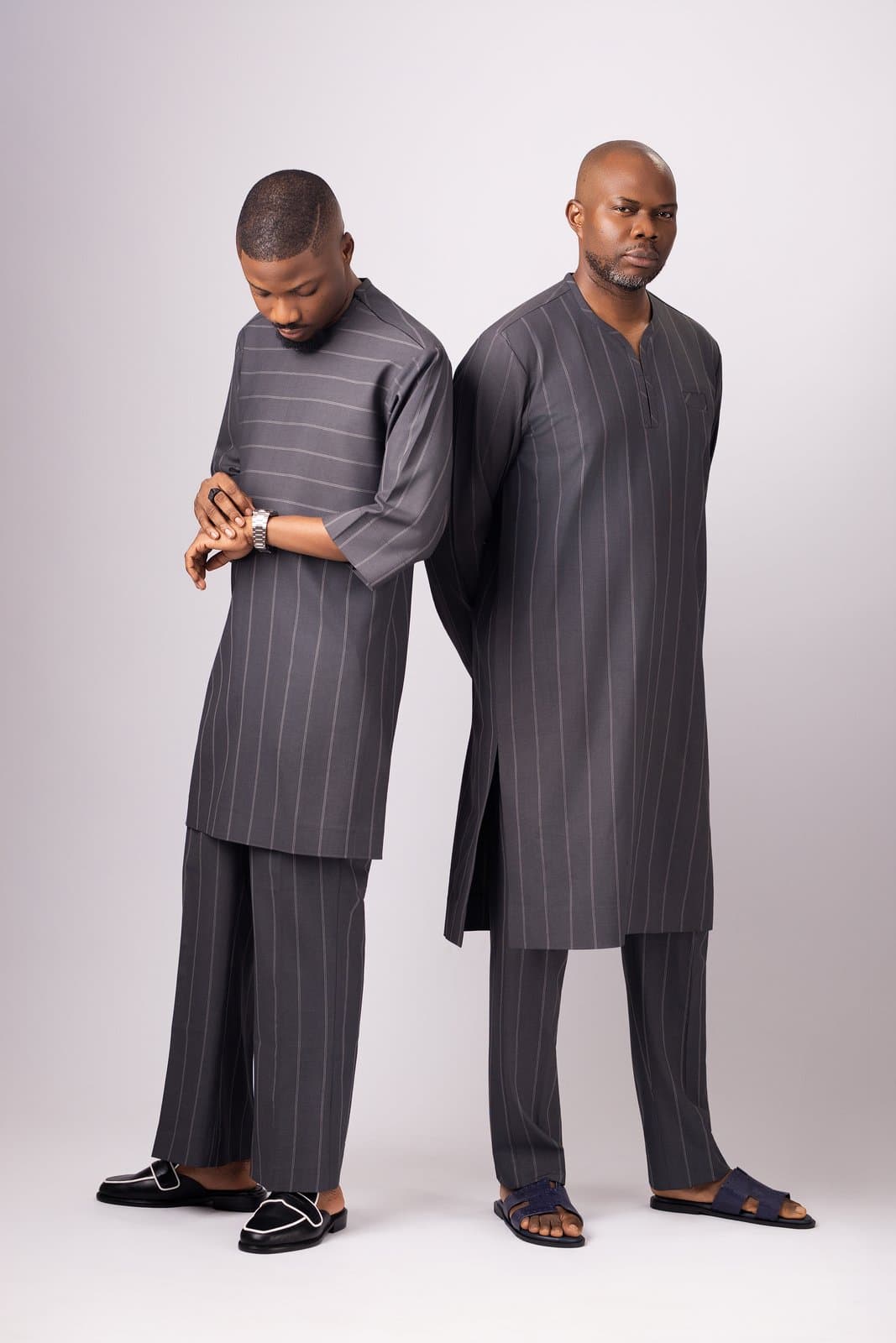 Grey Chalk Stripe Kaftan
