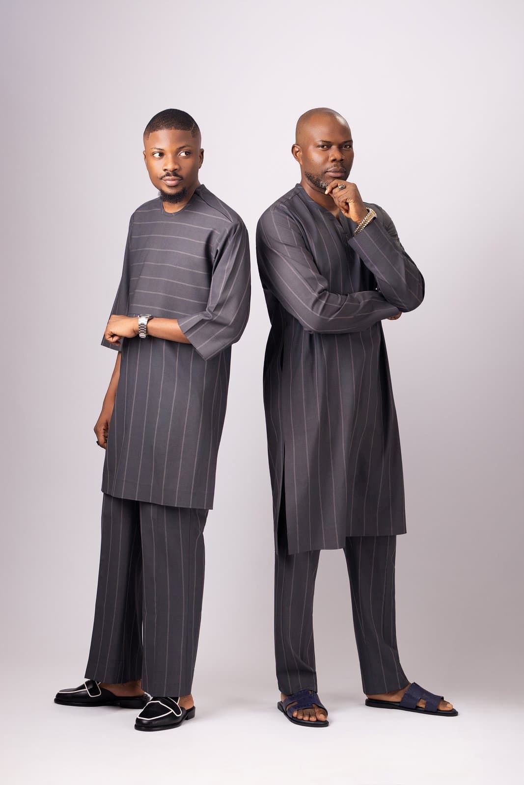 Grey Chalk Stripe Kaftan