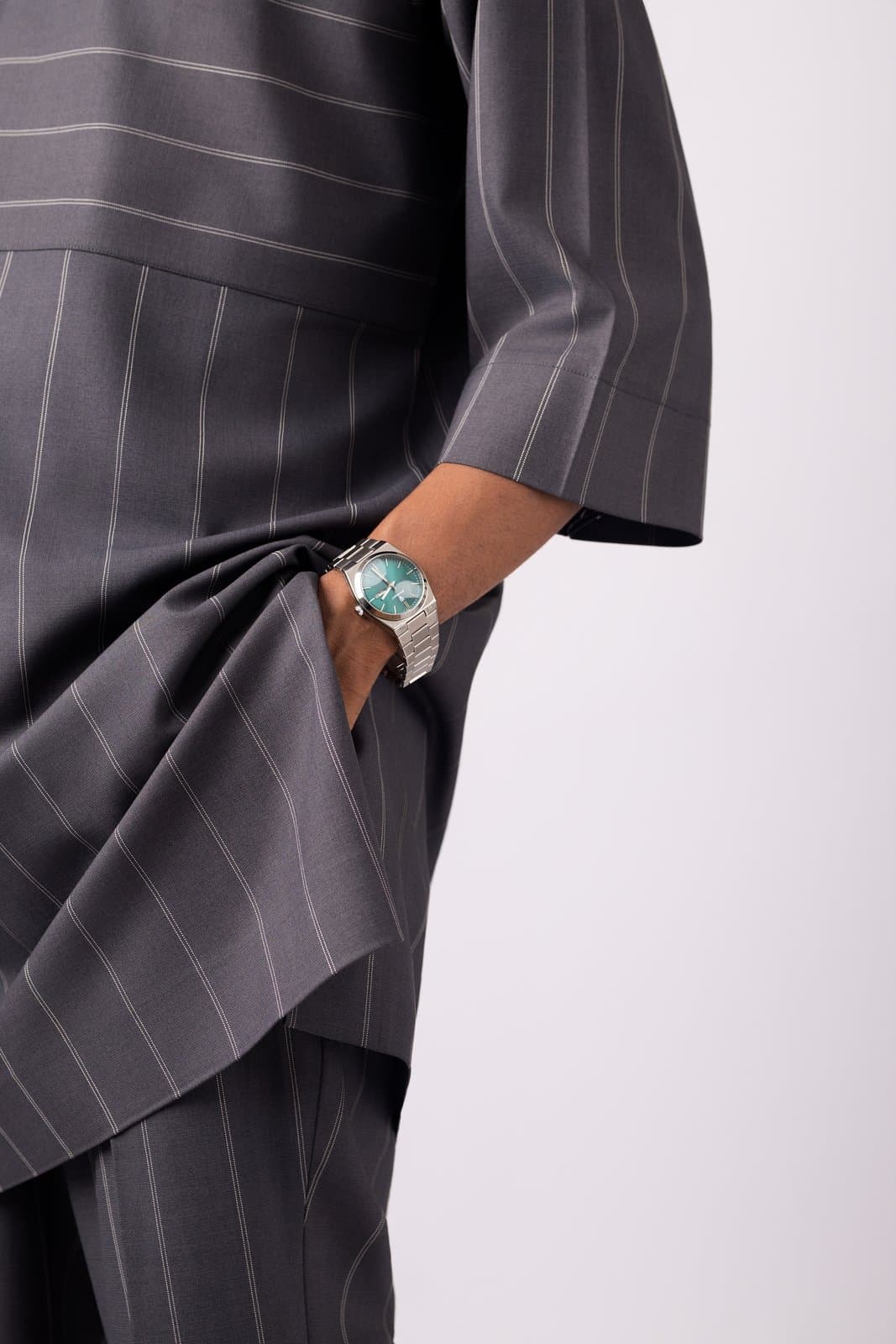 Grey Chalk Stripe Kaftan
