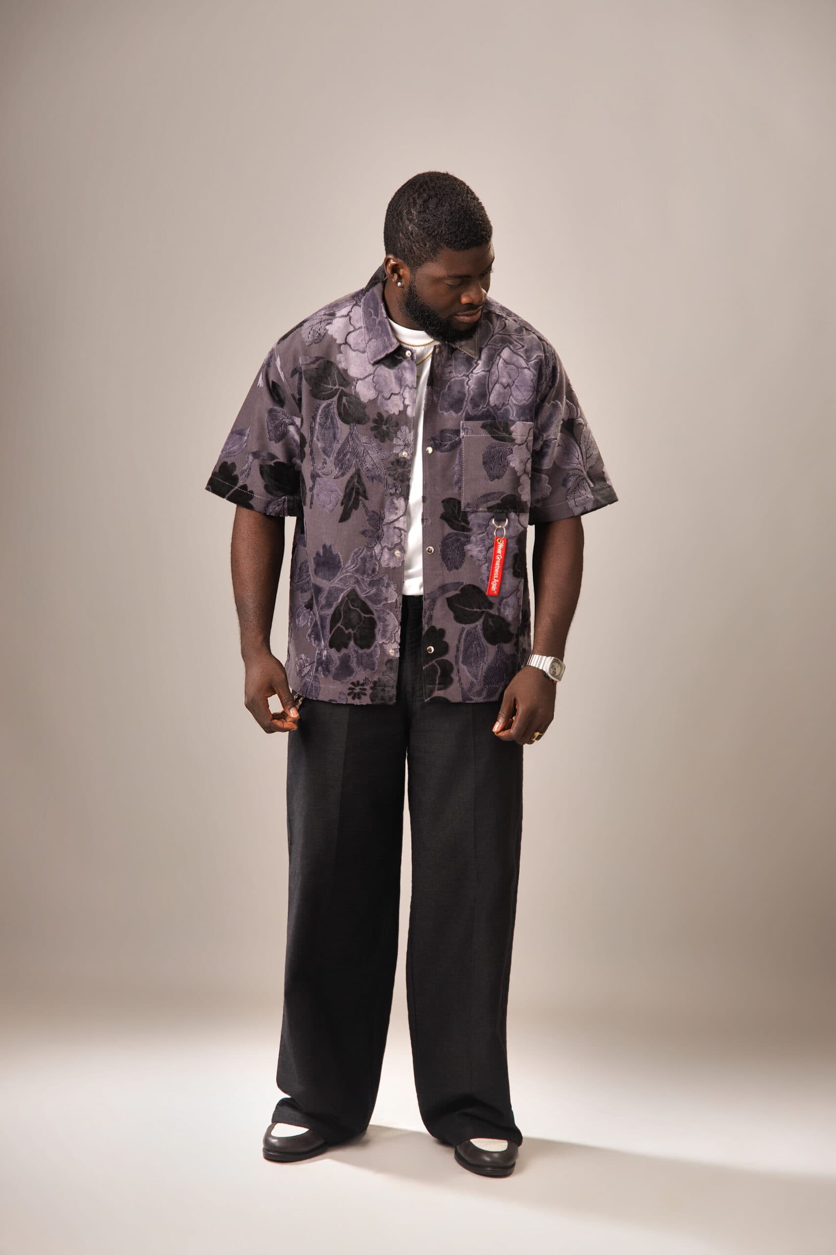 Grey Blossom Tapestry Shirt