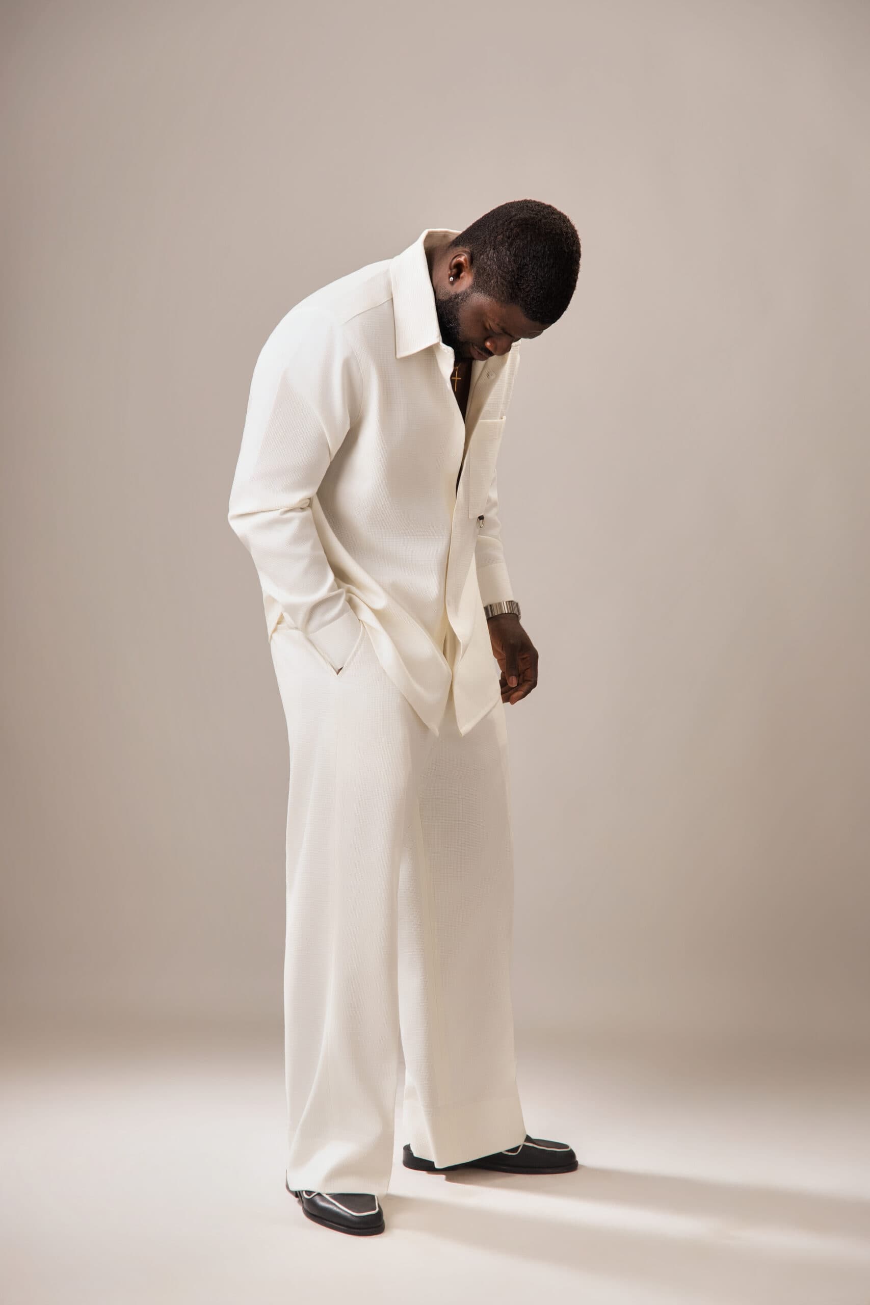 Linen Mix White Two Piece Set