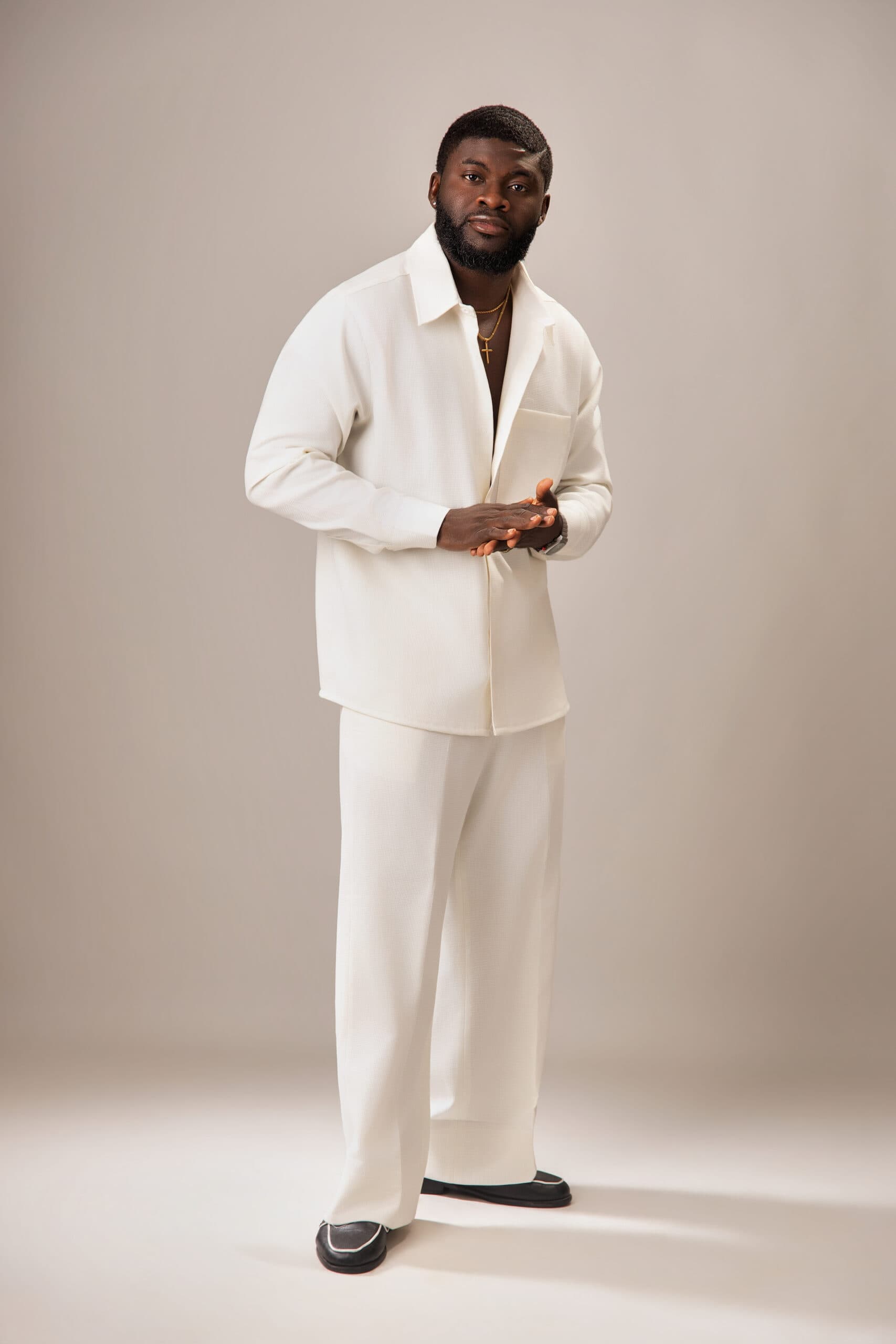 Linen Mix White Two Piece Set