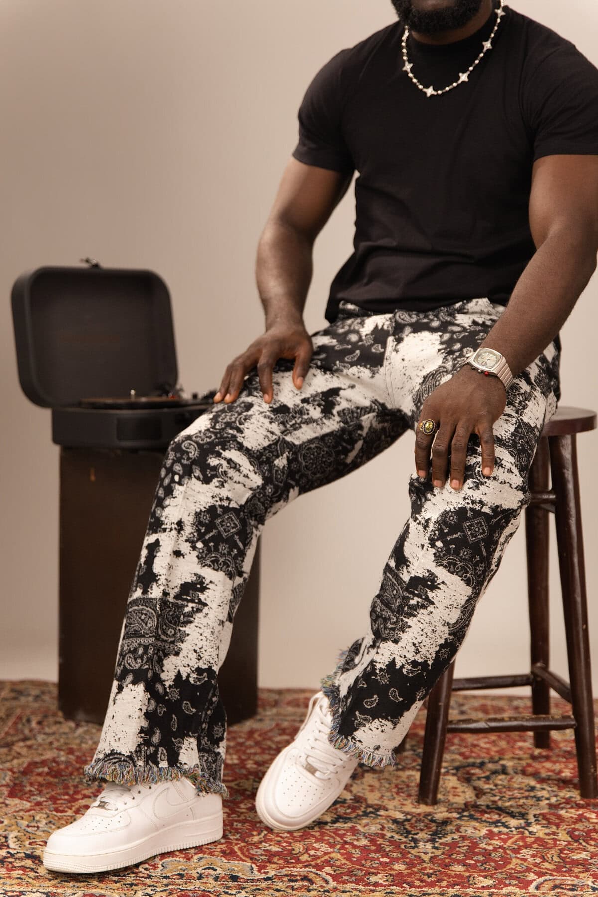Monochrome Paisley Tapestry Pants