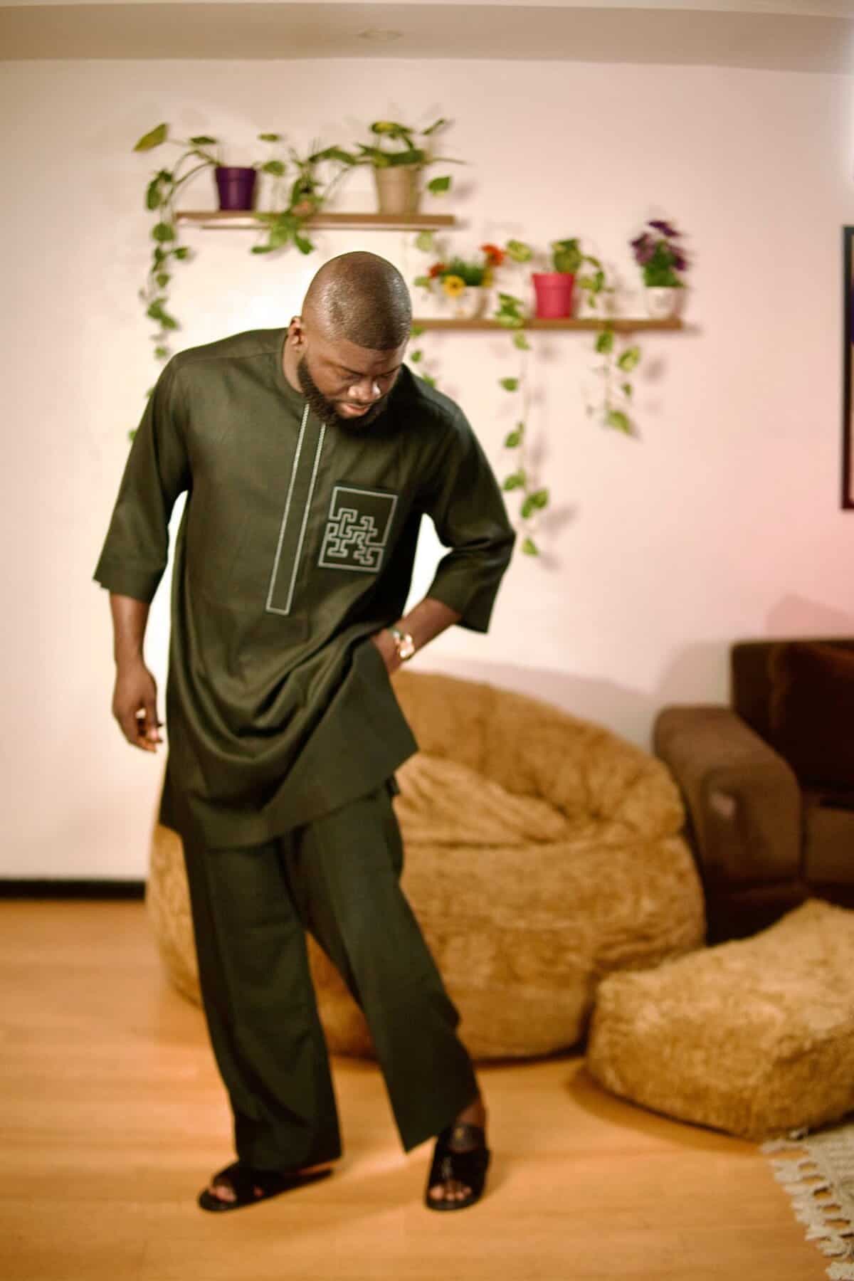 Olive Embroidered Senator Set