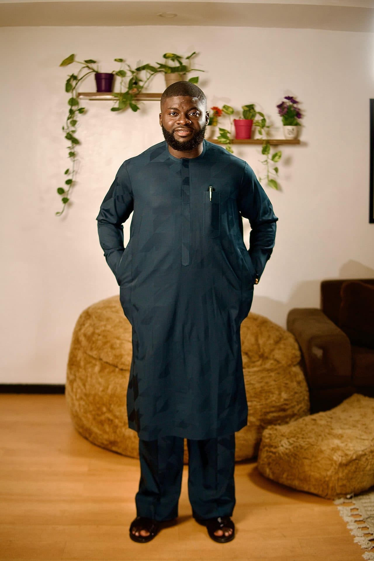 Teal Long Kaftan Set