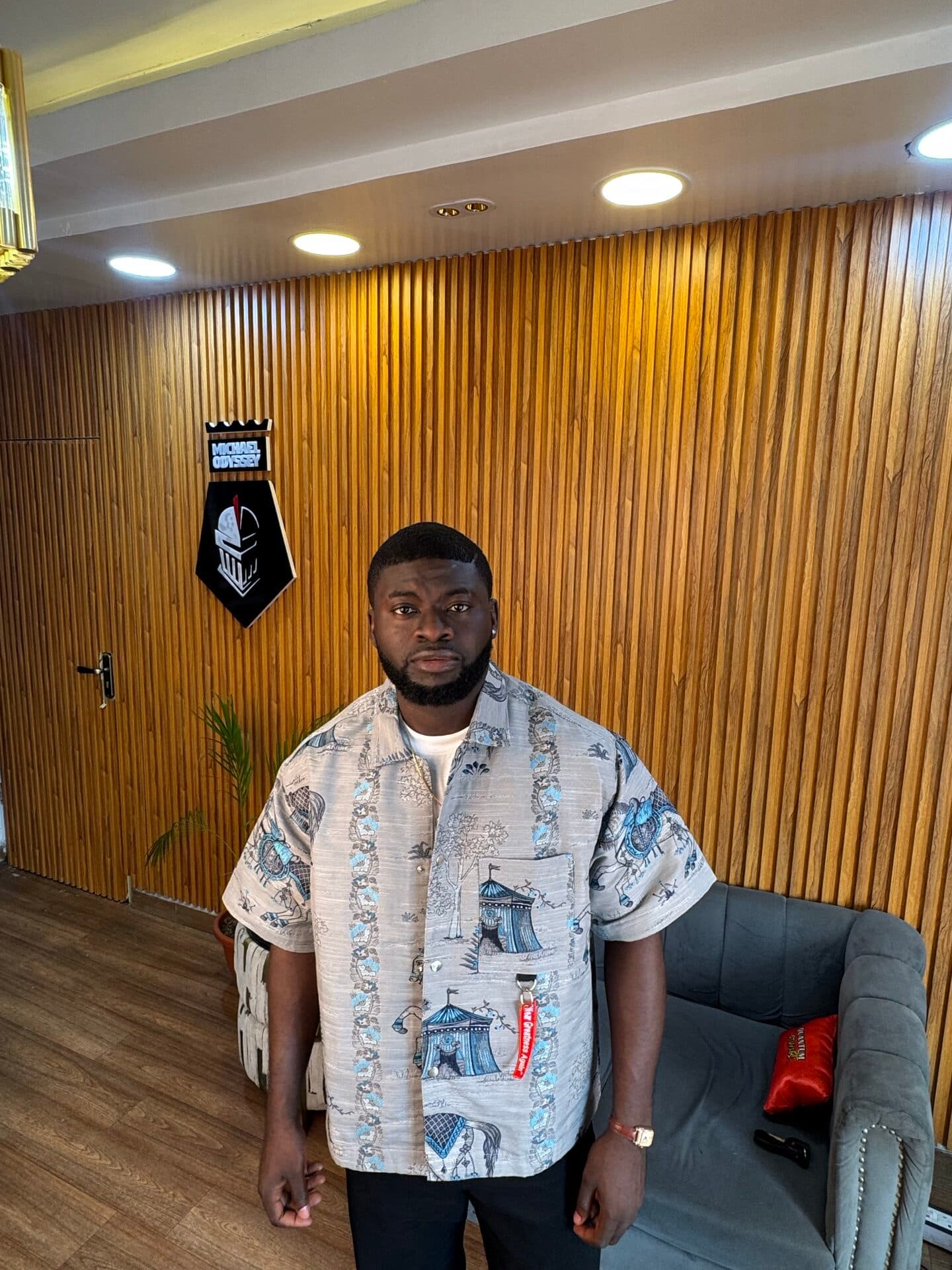 Azure Caravan Tapestry Statement Shirt