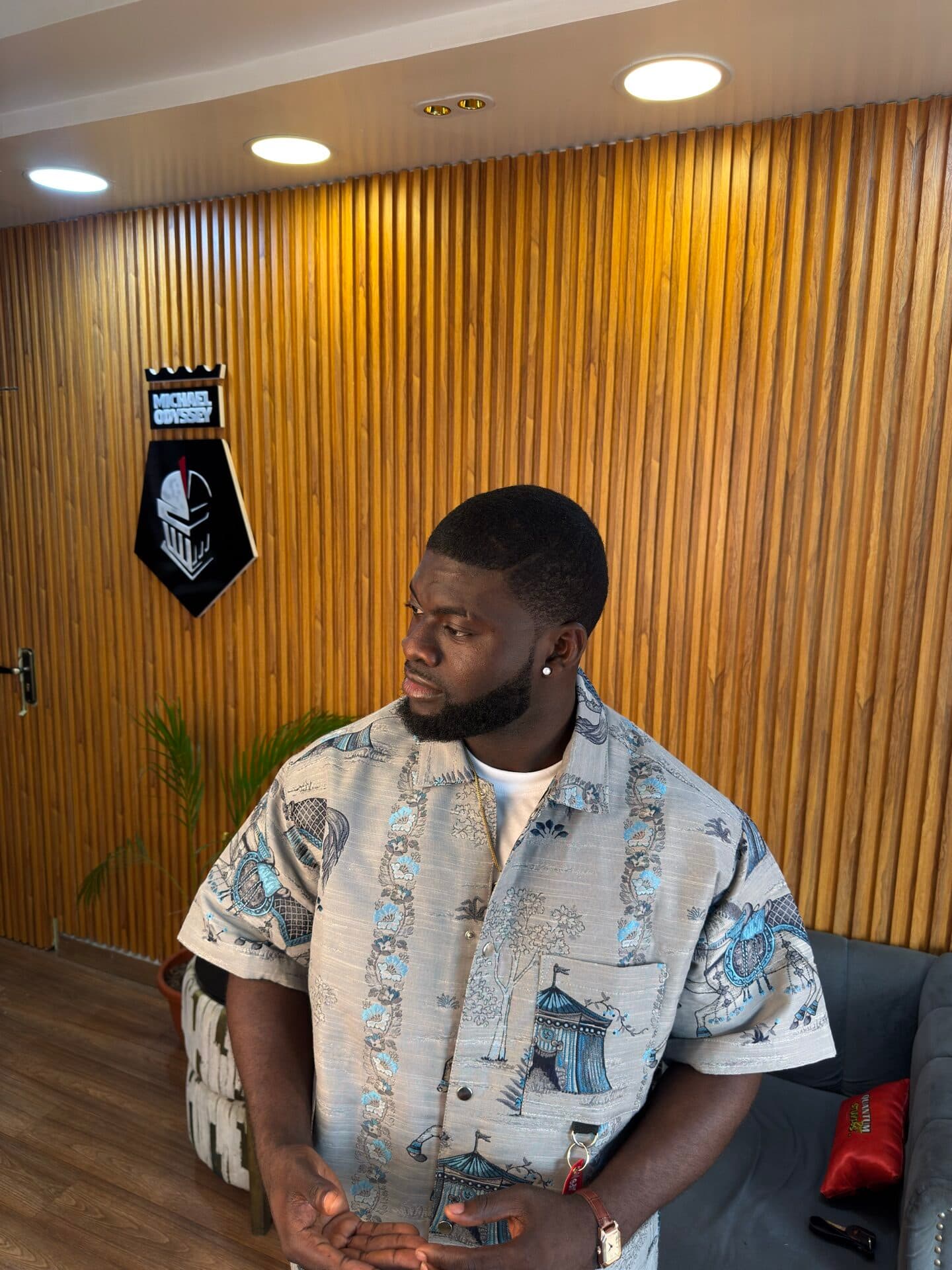 Azure Caravan Tapestry Statement Shirt