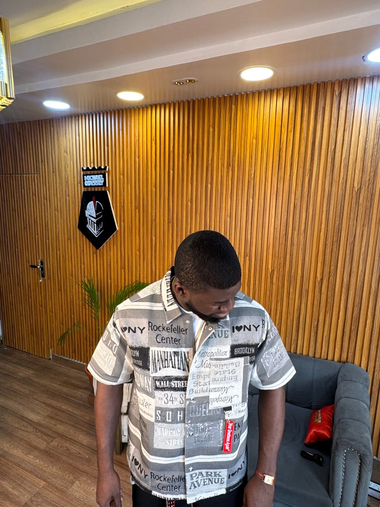 Metro Noir Monochrome Tapestry Statement Shirt