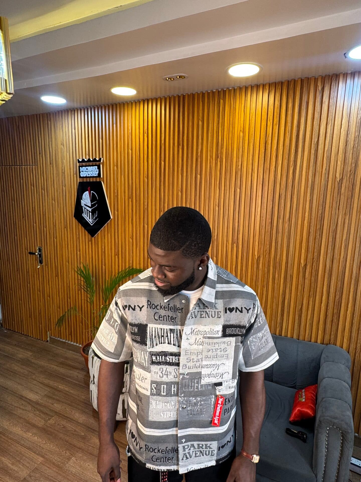 Metro Noir Monochrome Tapestry Statement Shirt