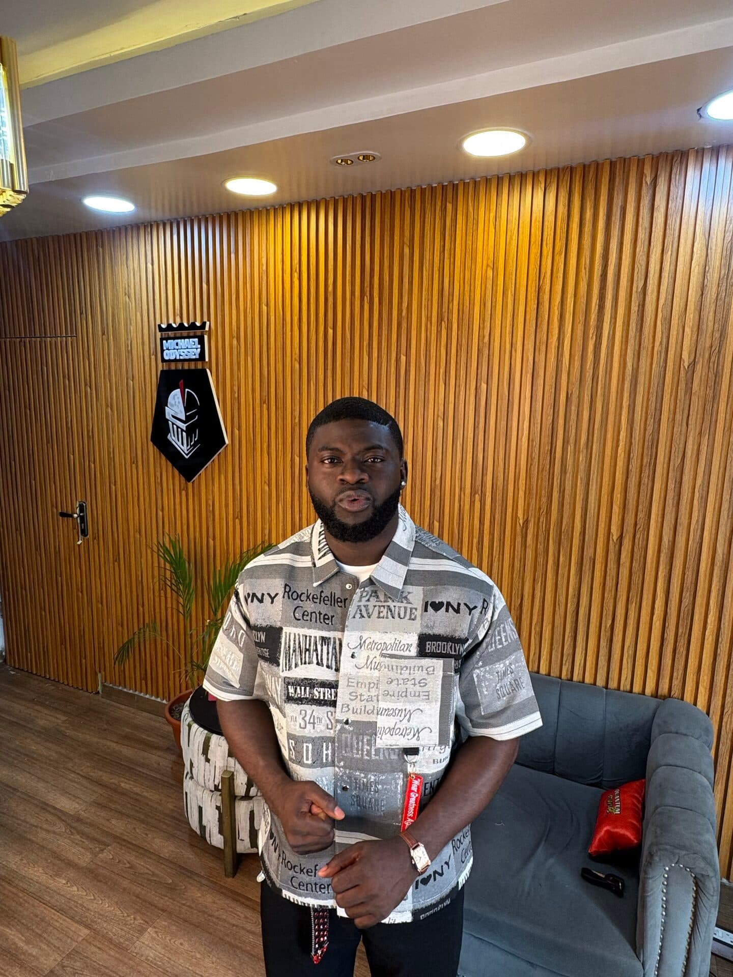 Metro Noir Monochrome Tapestry Statement Shirt