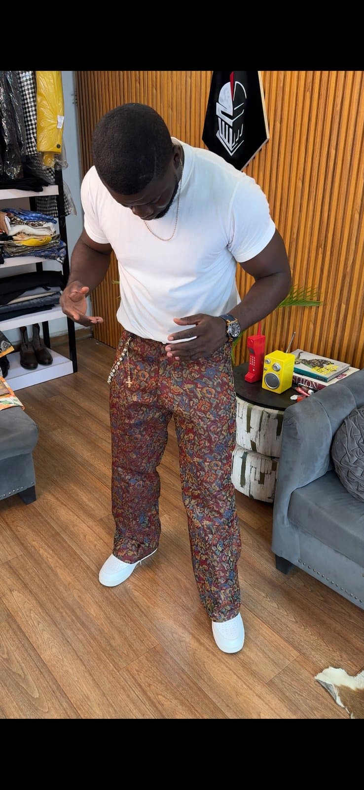 Burgundy Multi-Tone Paisley Tapestry Pants