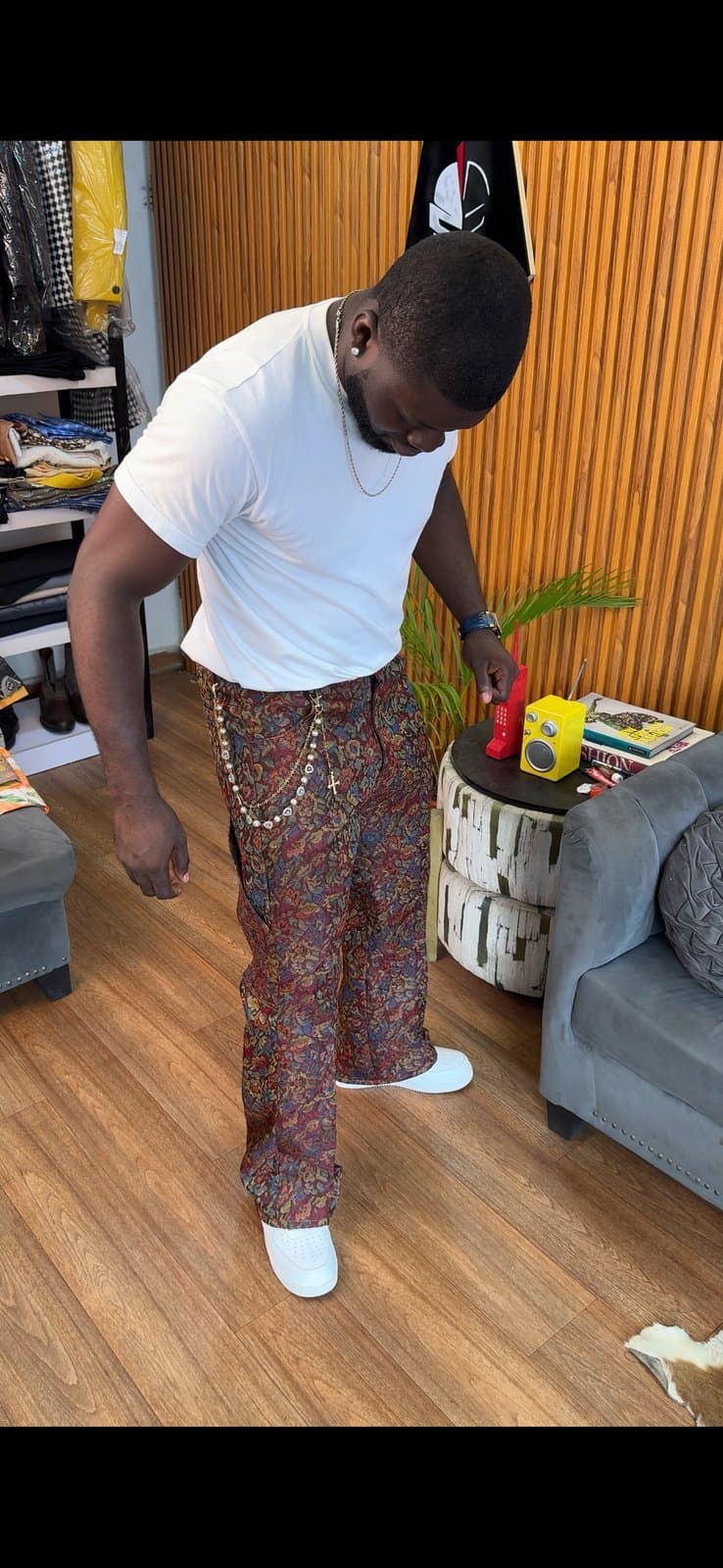 Burgundy Multi-Tone Paisley Tapestry Pants