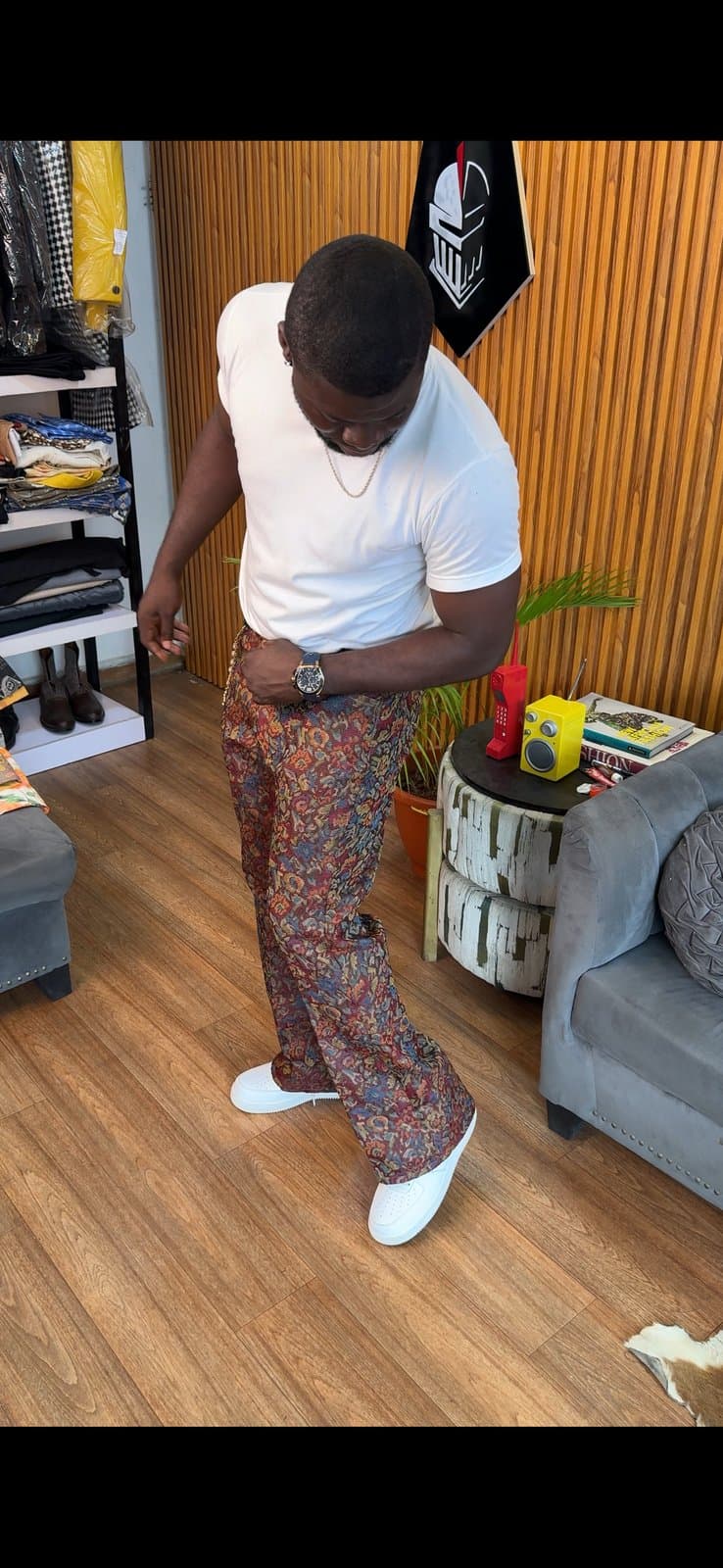 Burgundy Multi-Tone Paisley Tapestry Pants