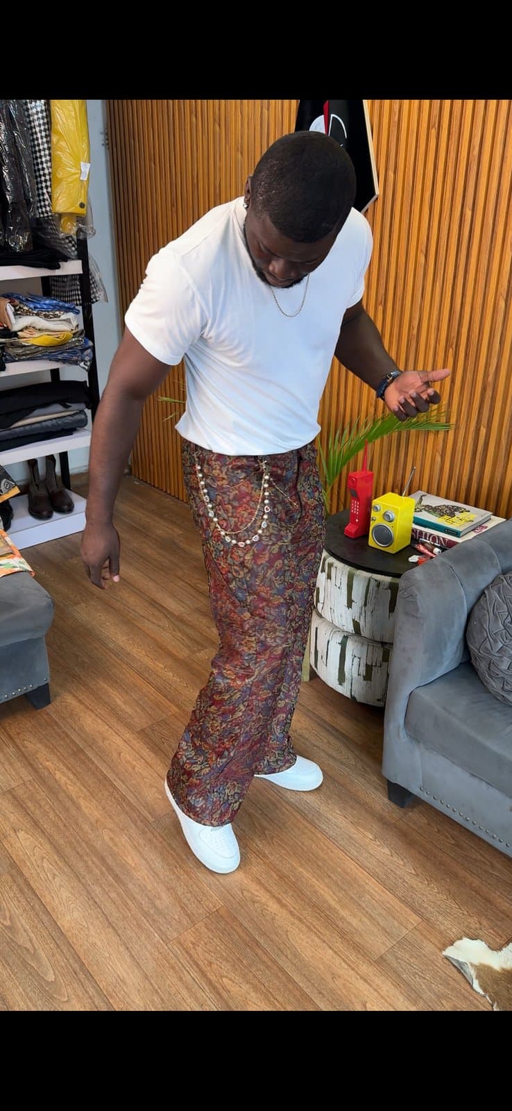 Burgundy Multi-Tone Paisley Tapestry Pants