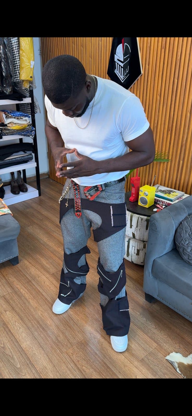 Crazy Max Grey and Black Patchwork Trousers