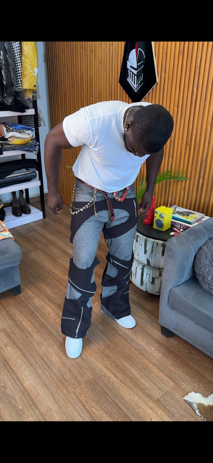 Crazy Max Grey and Black Patchwork Trousers