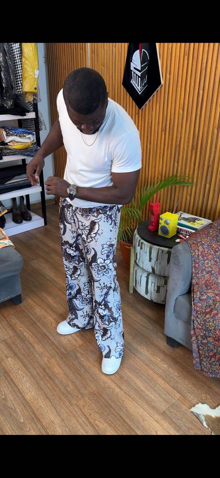 Purple Chinoiserie Tapestry Pants