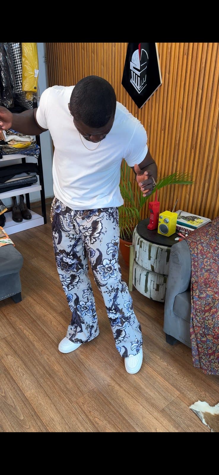 Purple Chinoiserie Tapestry Pants