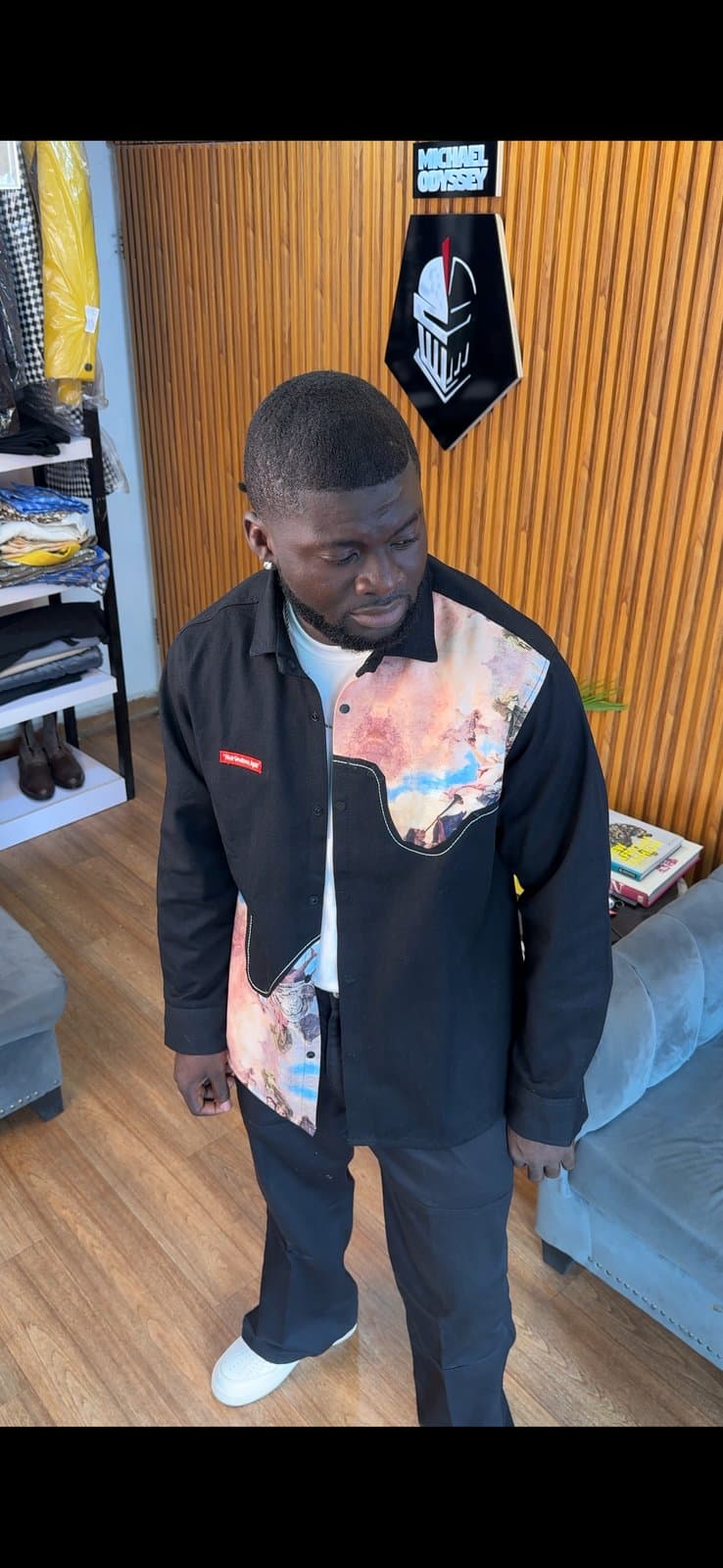Renaissance Fresco Black Long Sleeve Shirt