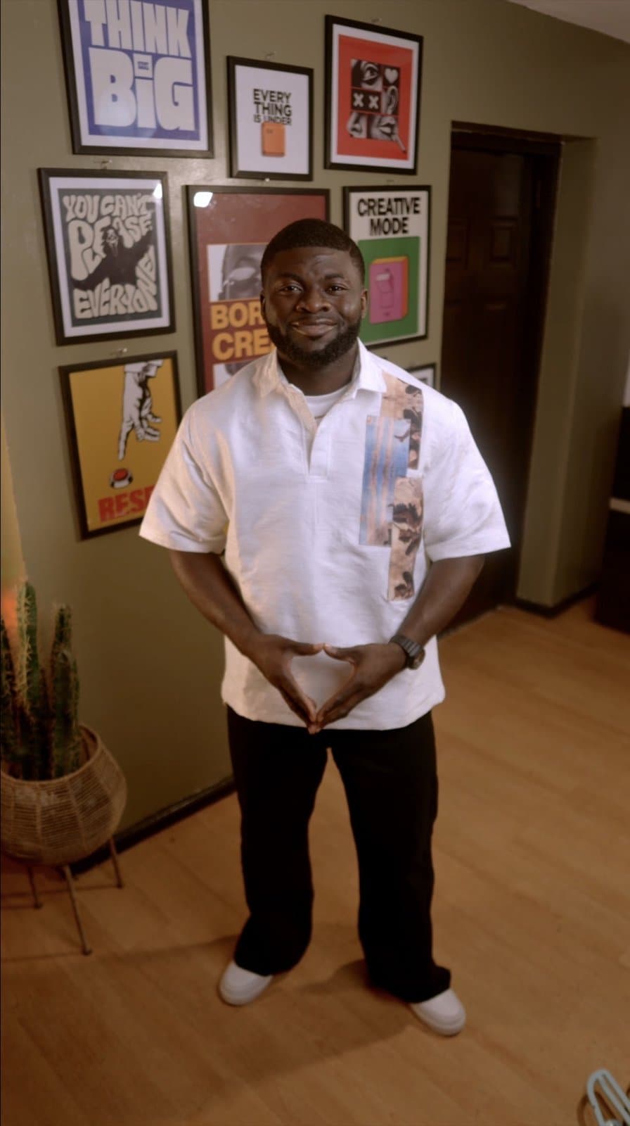 White Polo Shirt with Abstract Patch Detail