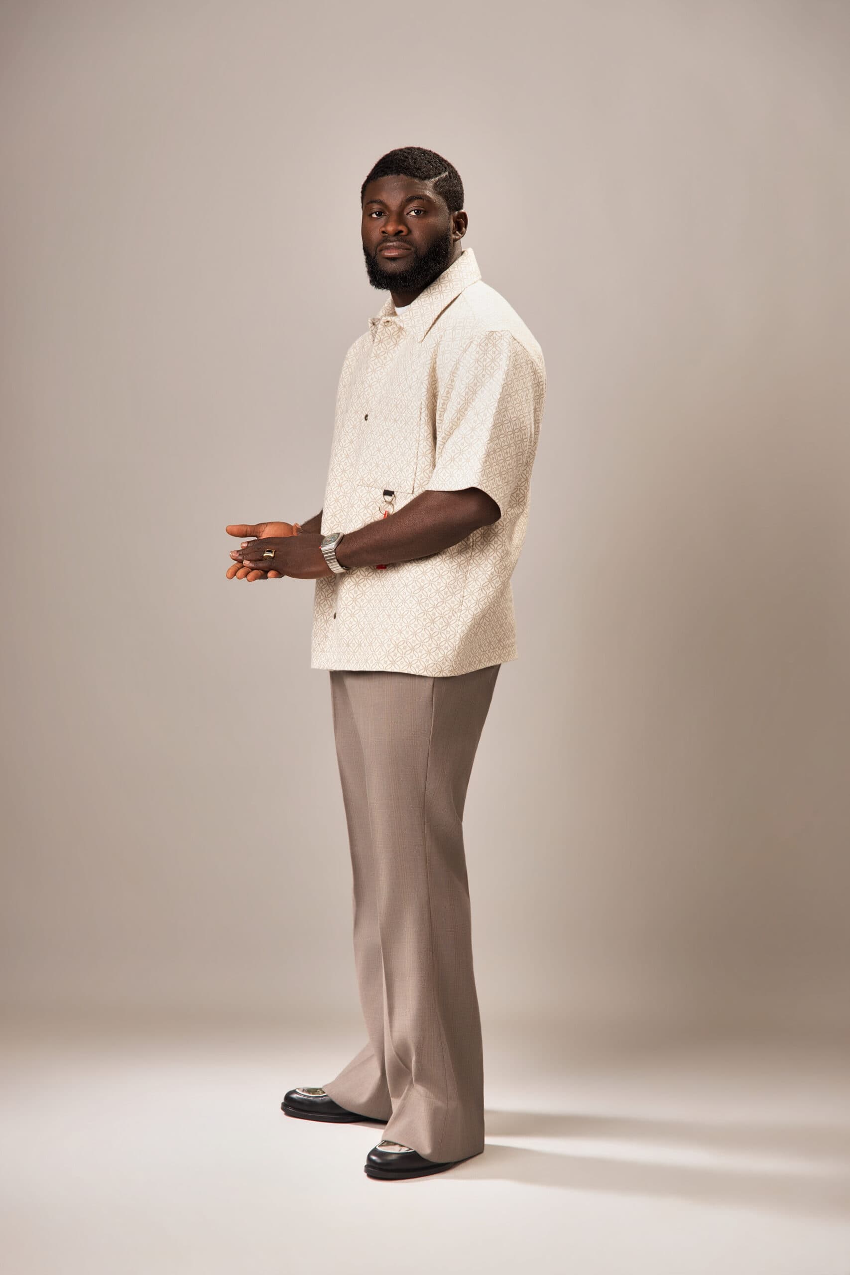 Ivory Medallion Tapestry Shirt