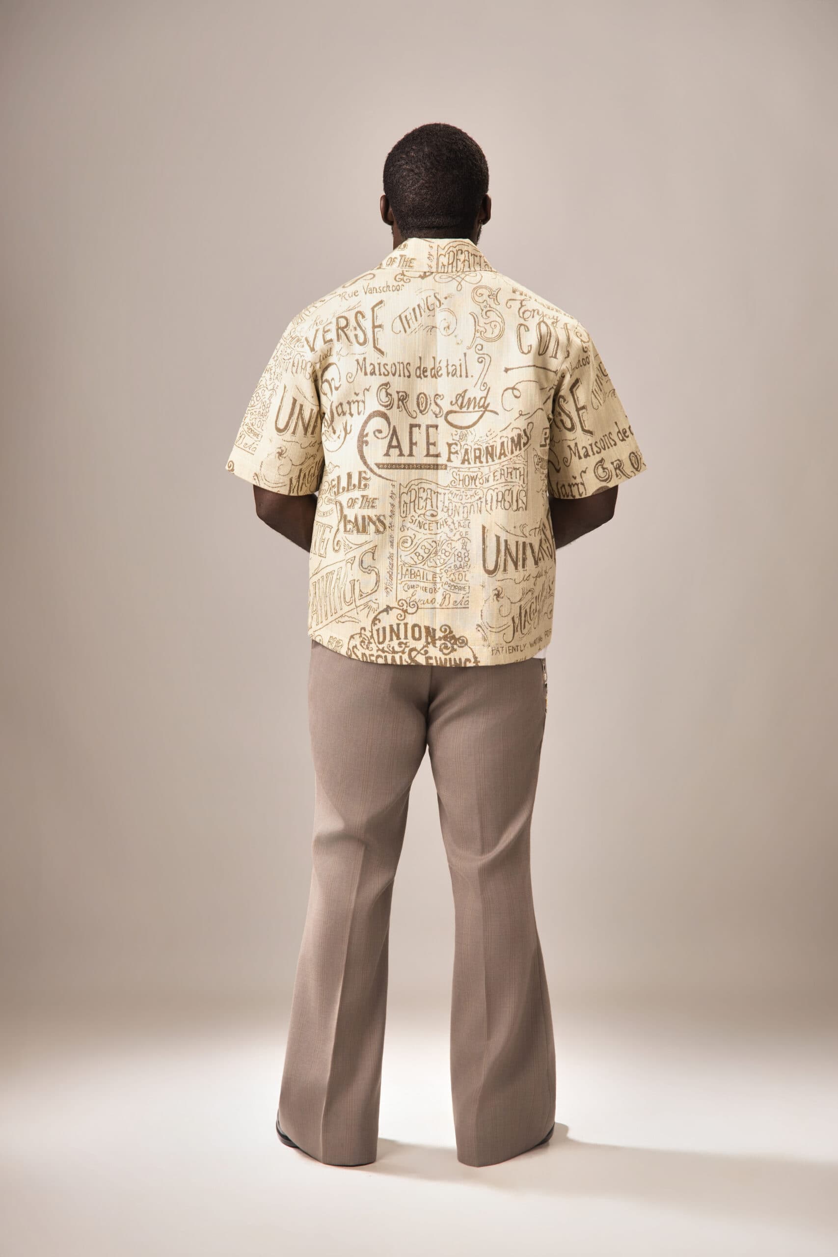 Brown Wool Bootcut Pants
