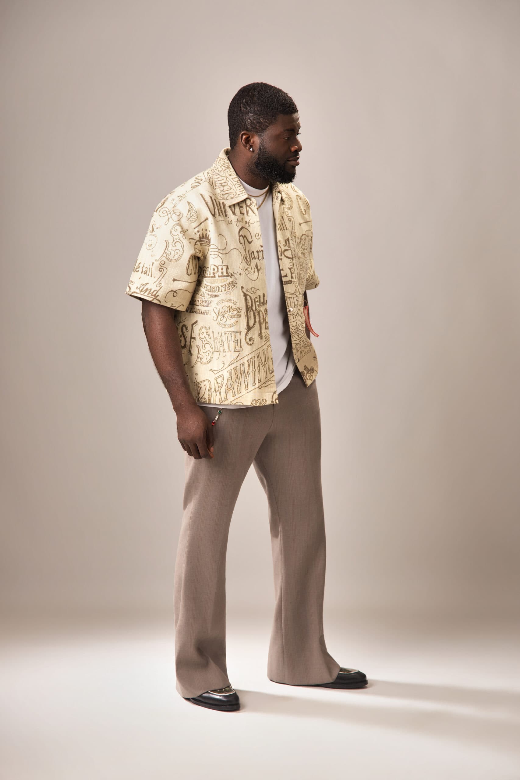 Brown Wool Bootcut Pants