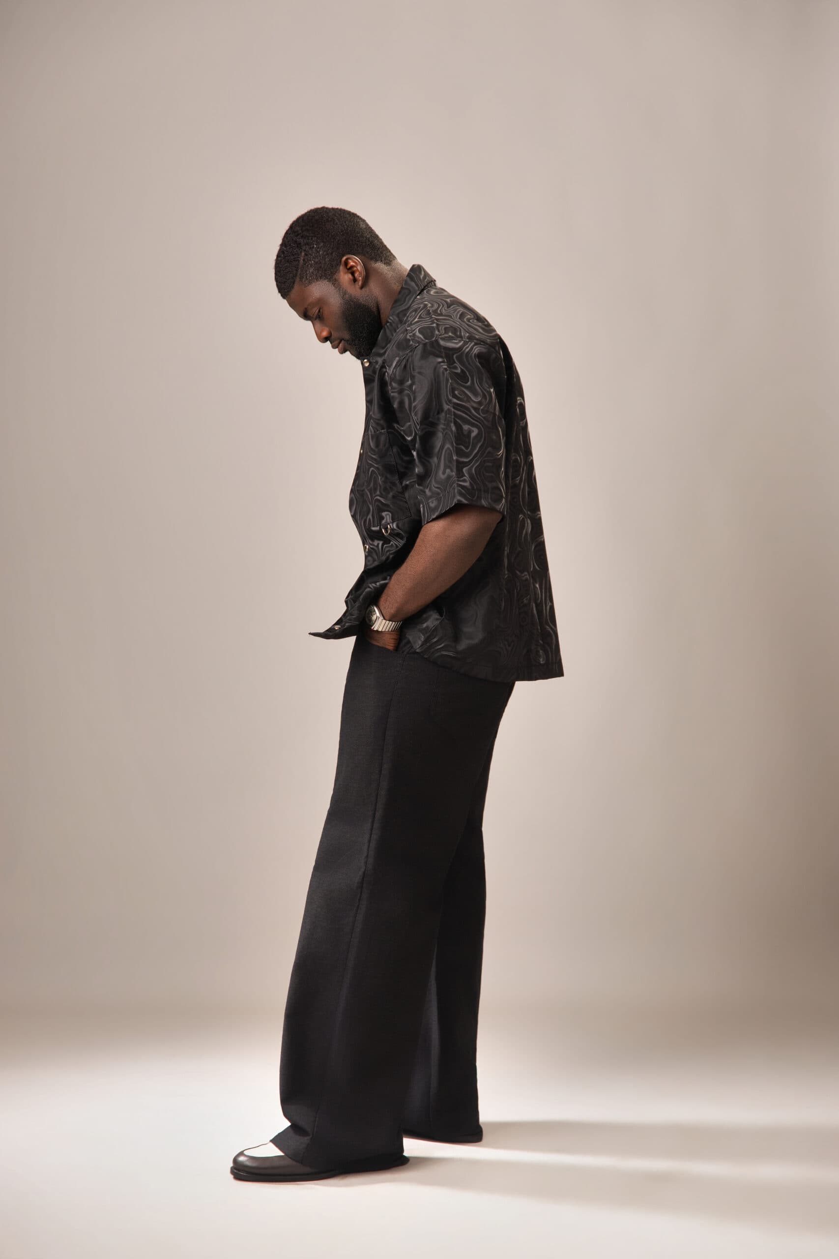 Leather Button Up Onyx Shirt
