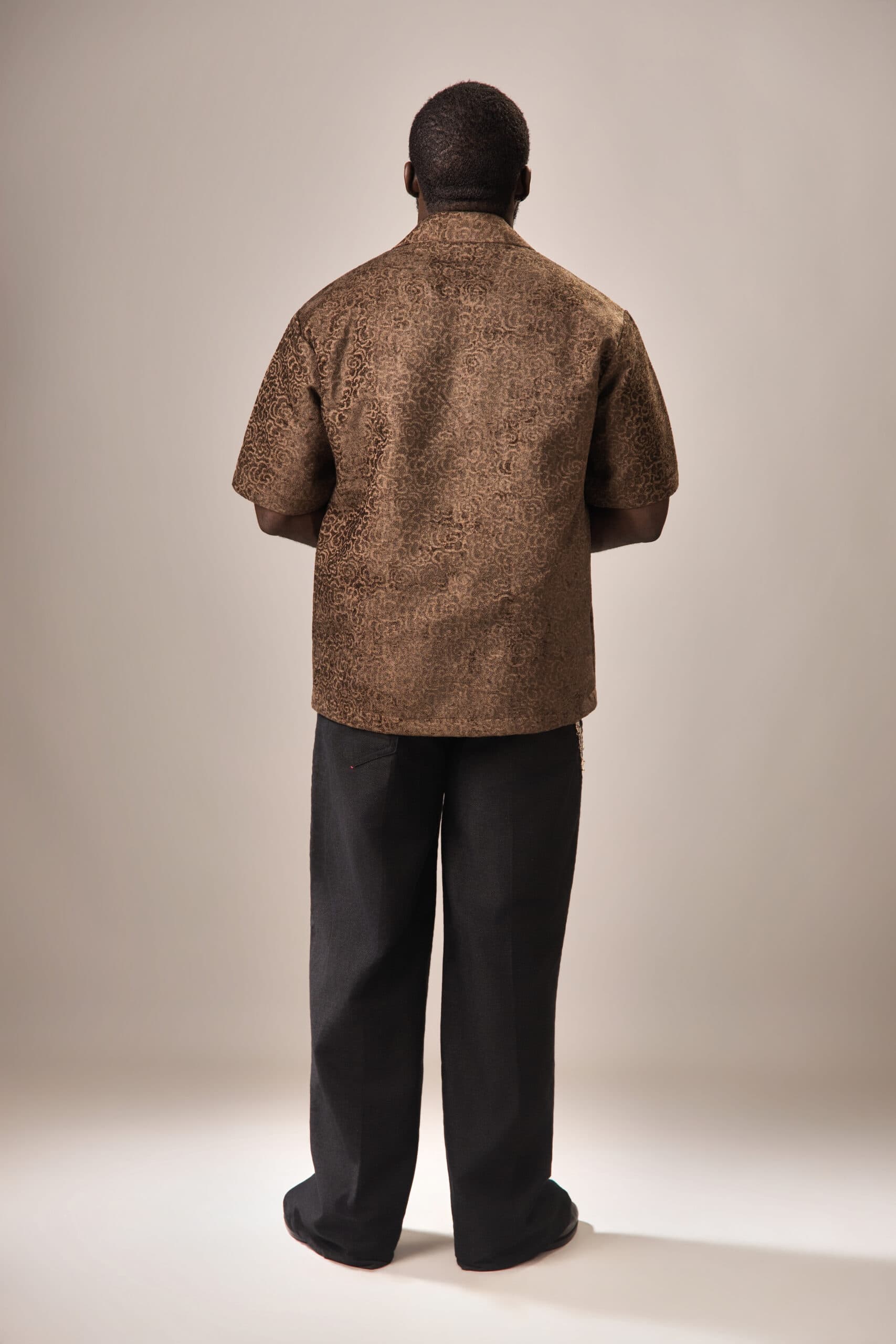 Brown Ostrich Skin Cuban Shirt